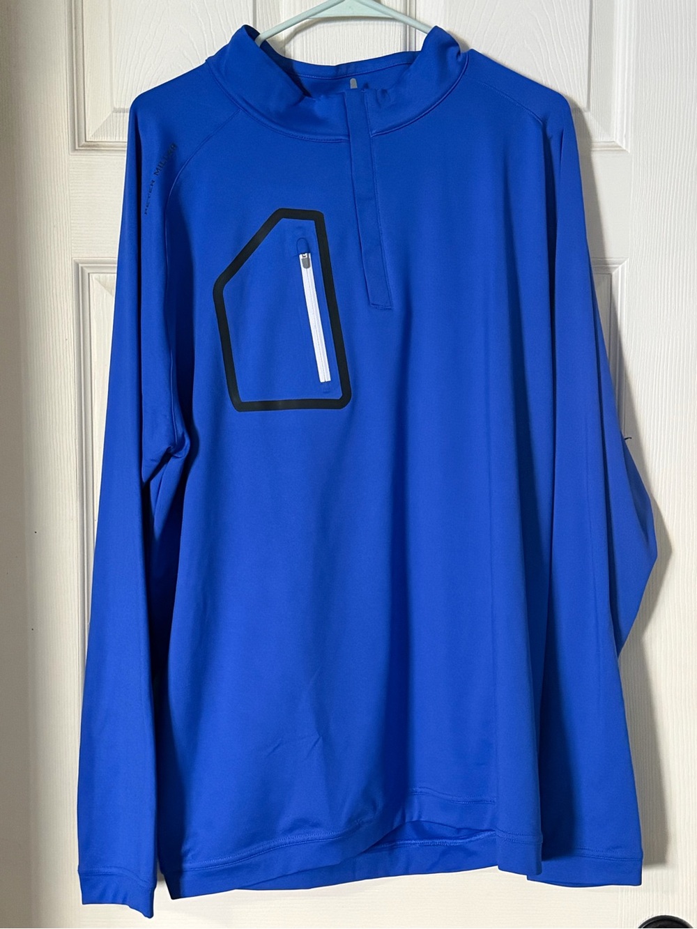 Peter Millar Men's Royal Blue Long Sleeve Quarter Zip Polo